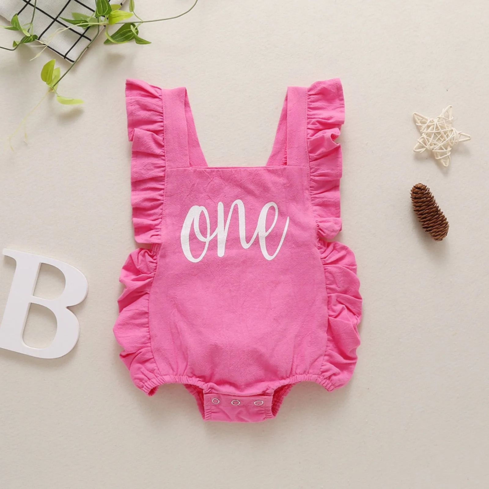 One Ruffle Romper - Baby Girl Birthday