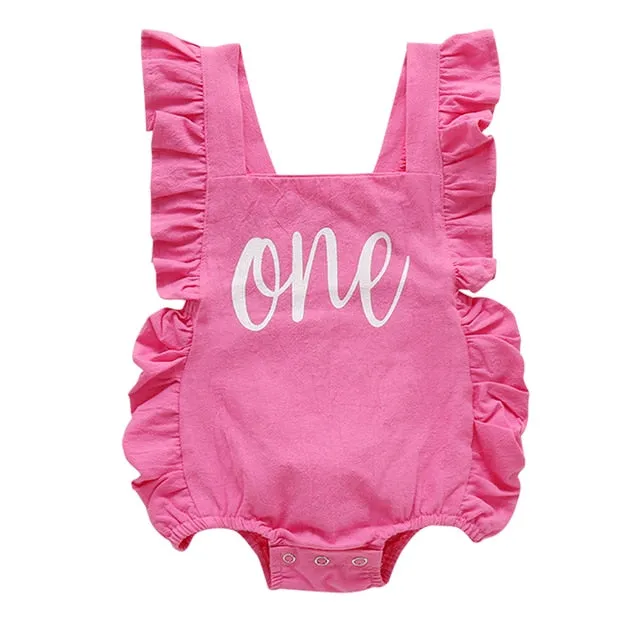 One Ruffle Romper - Baby Girl Birthday