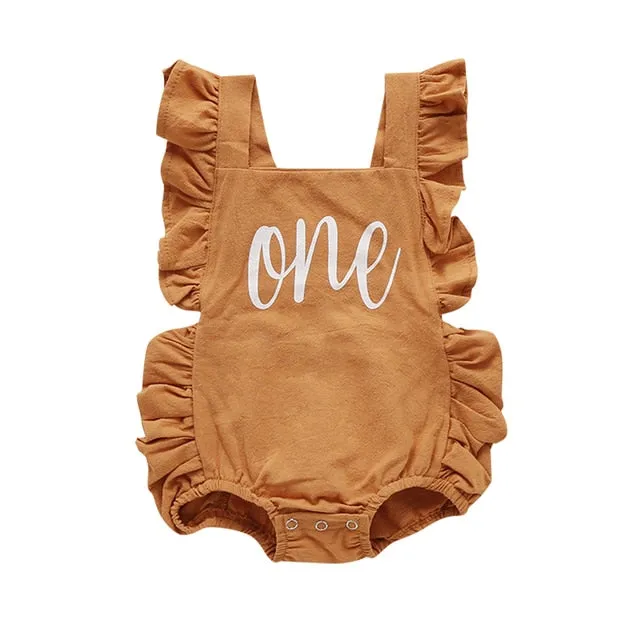 One Ruffle Romper - Baby Girl Birthday