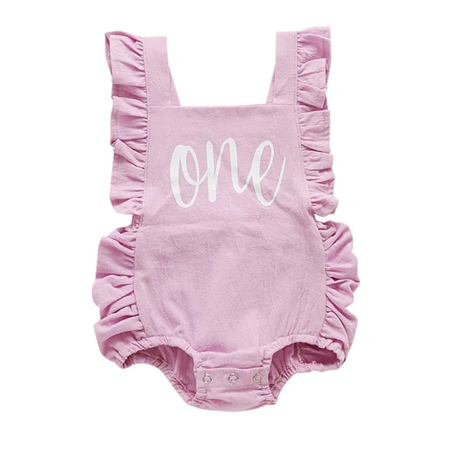 One Ruffle Romper - Baby Girl Birthday