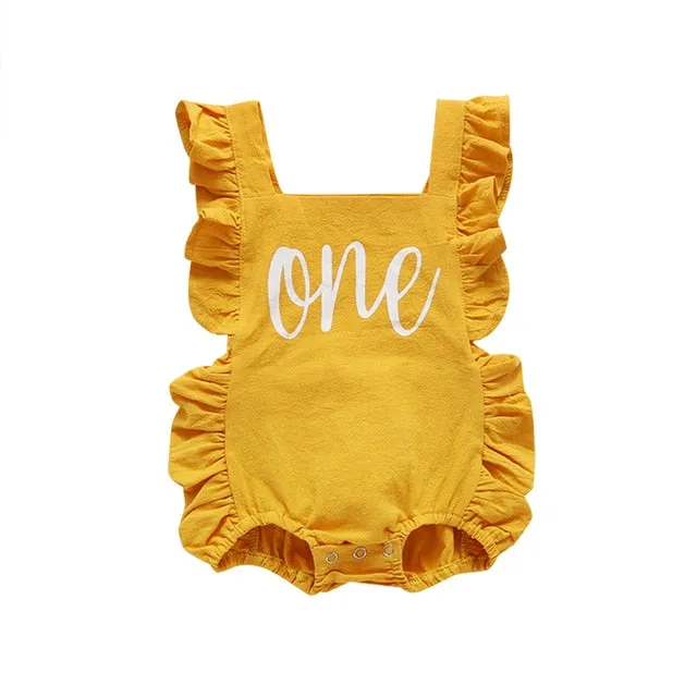 One Ruffle Romper - Baby Girl Birthday