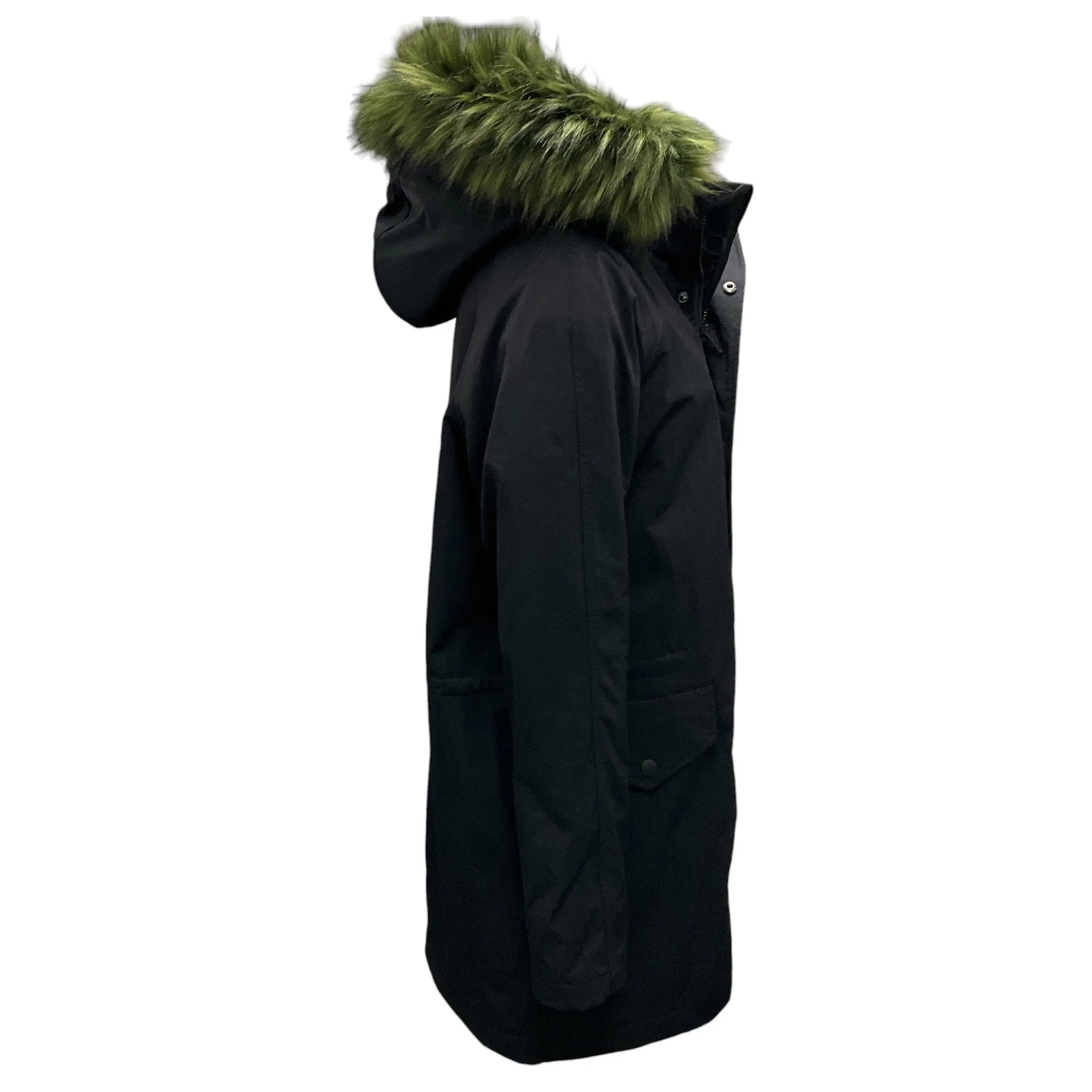 Opening Ceremony Black / Green Faux Fur Trimmed Hooded Parka Coat