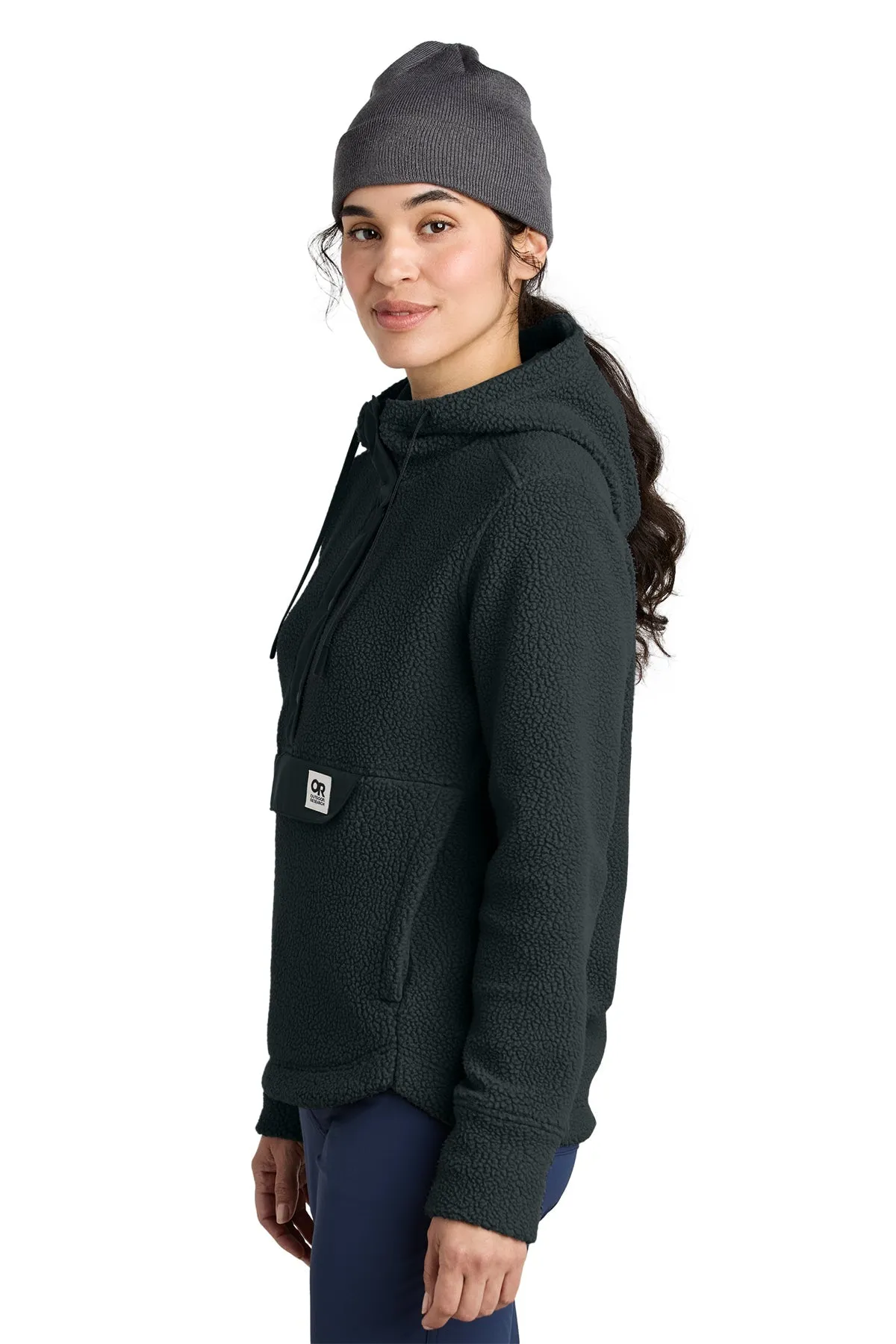 Outdoor Research Womens Packwood Fleece Pullover Custom Hoodies, Black