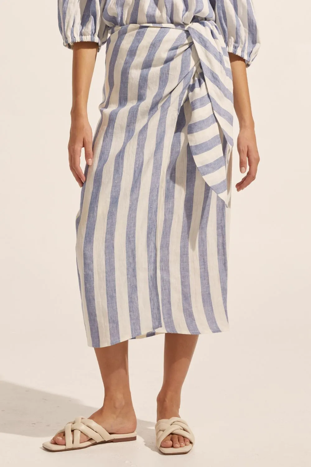 Overflow Skirt in Wide Ocean Stripe