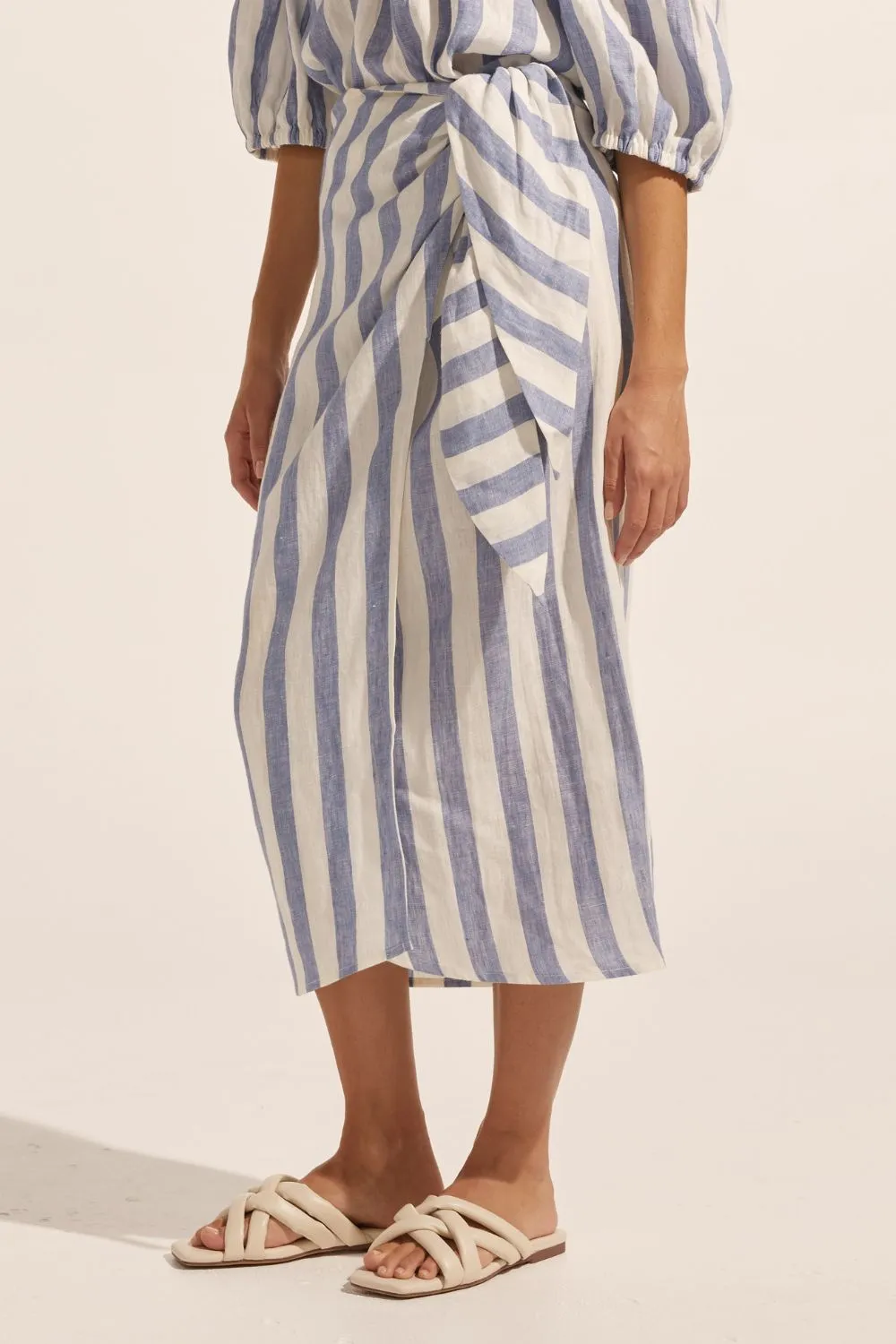 Overflow Skirt in Wide Ocean Stripe