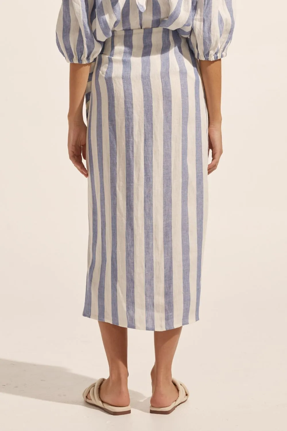 Overflow Skirt in Wide Ocean Stripe