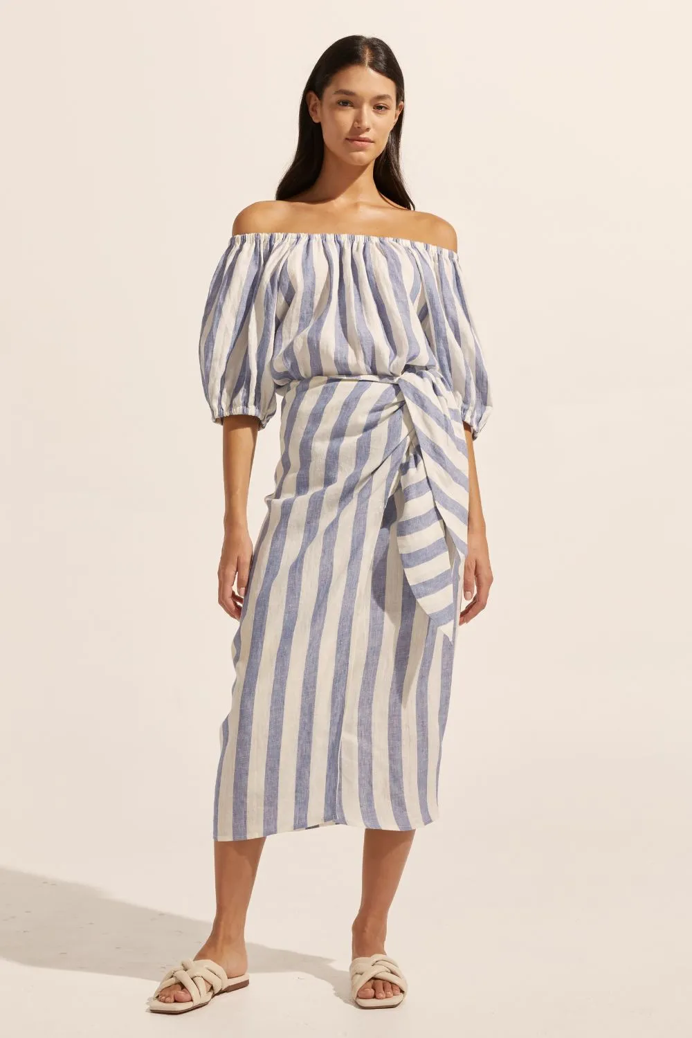 Overflow Skirt in Wide Ocean Stripe