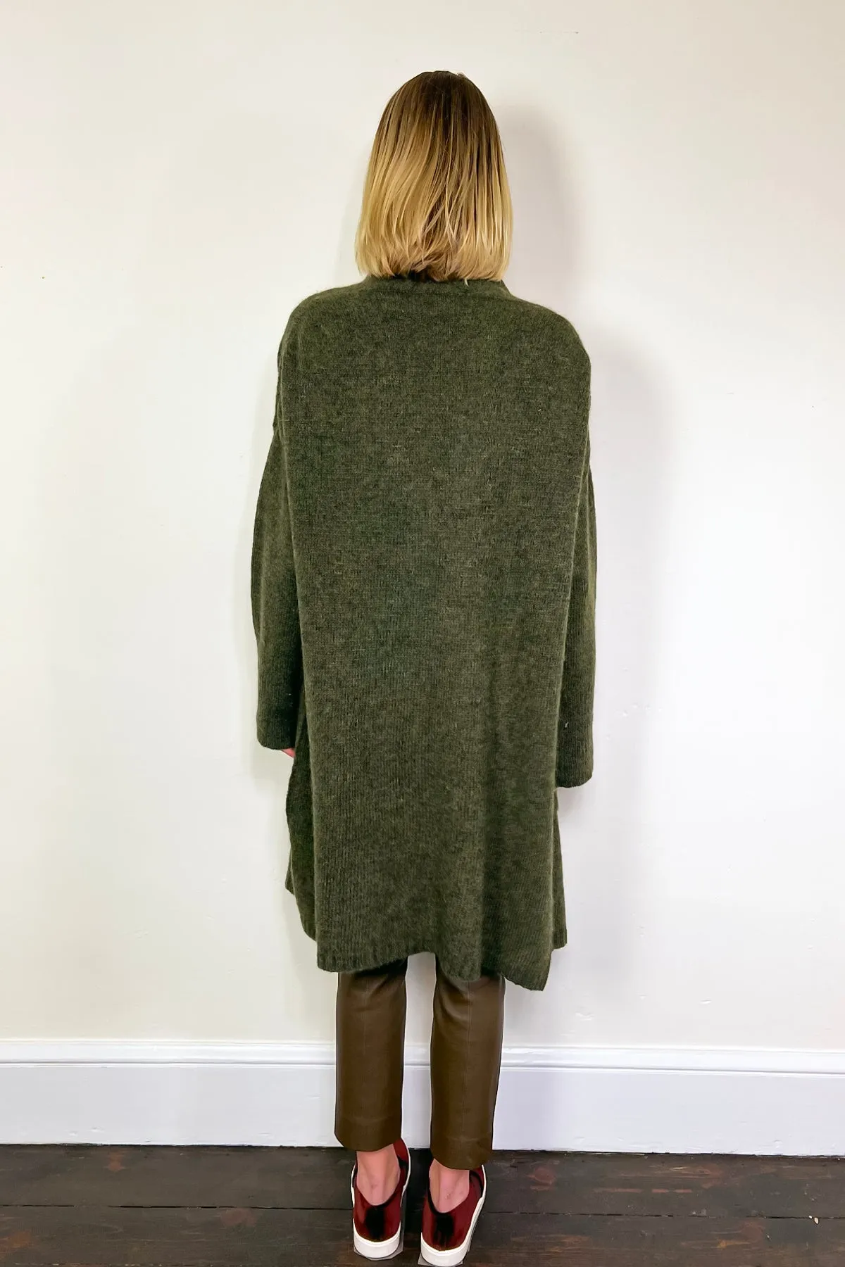 Oversize Alpaca & Wool Blend Cardigan - Green