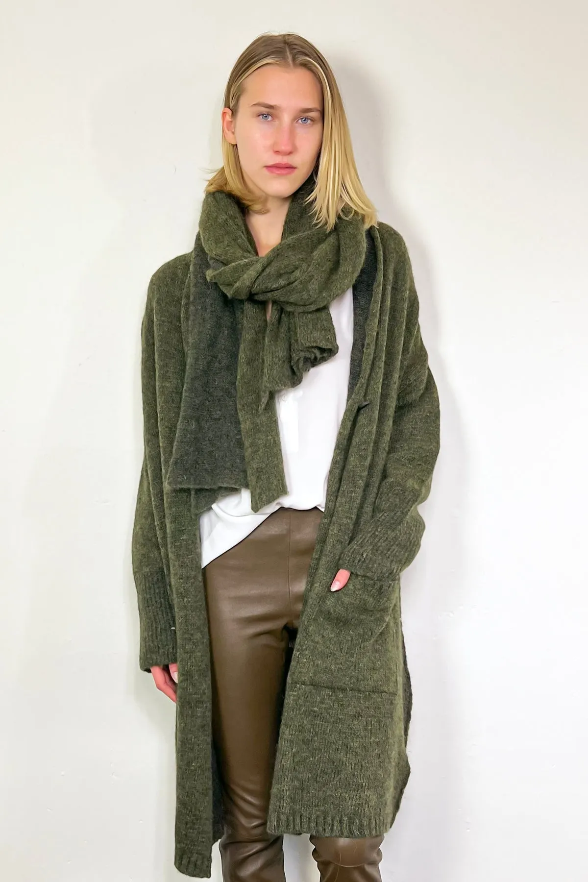 Oversize Alpaca & Wool Blend Cardigan - Green