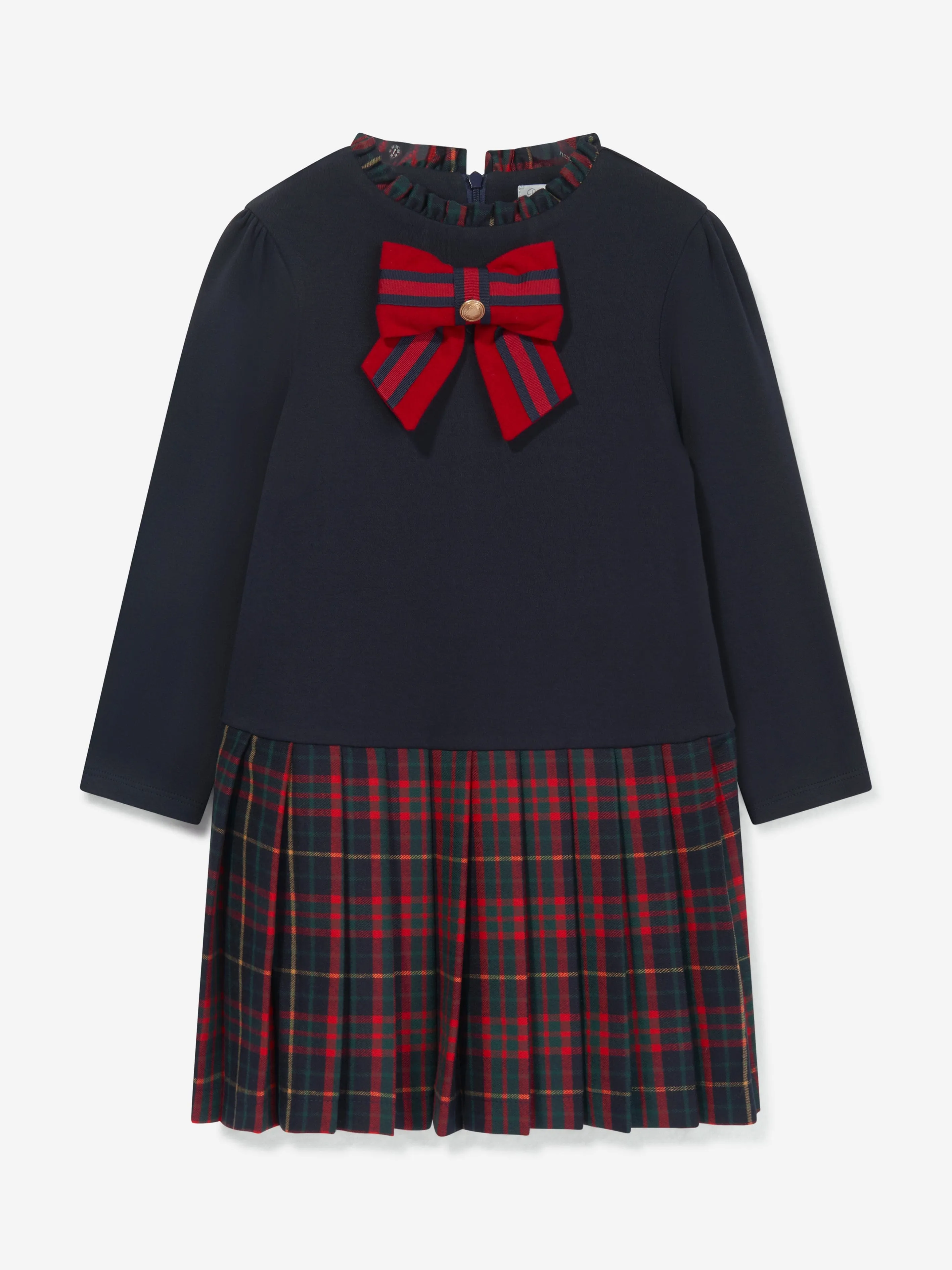 Patachou Girls Jersey And Tartan Skirt Dress in Red