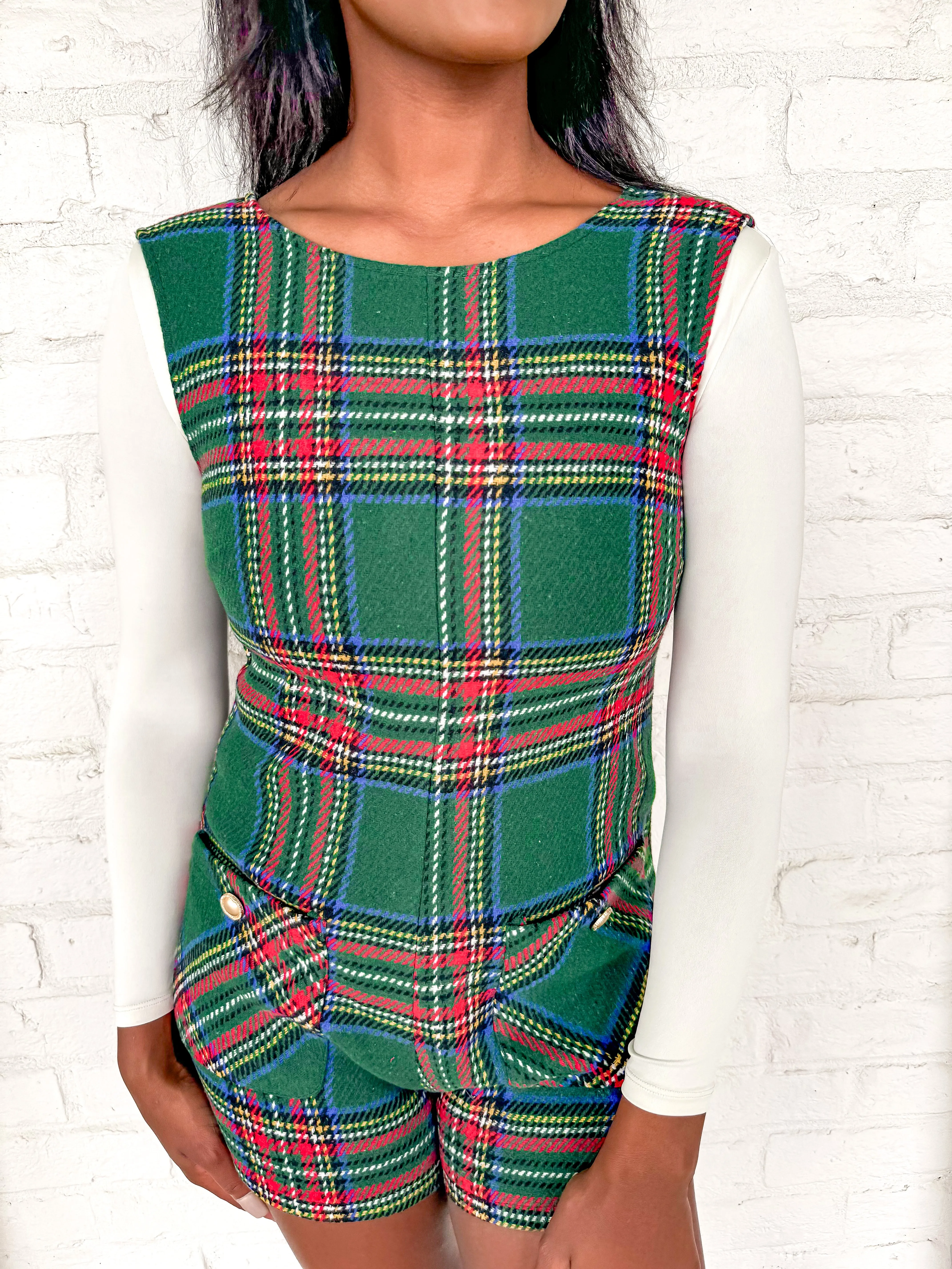 Perfect Plaid Green Romper