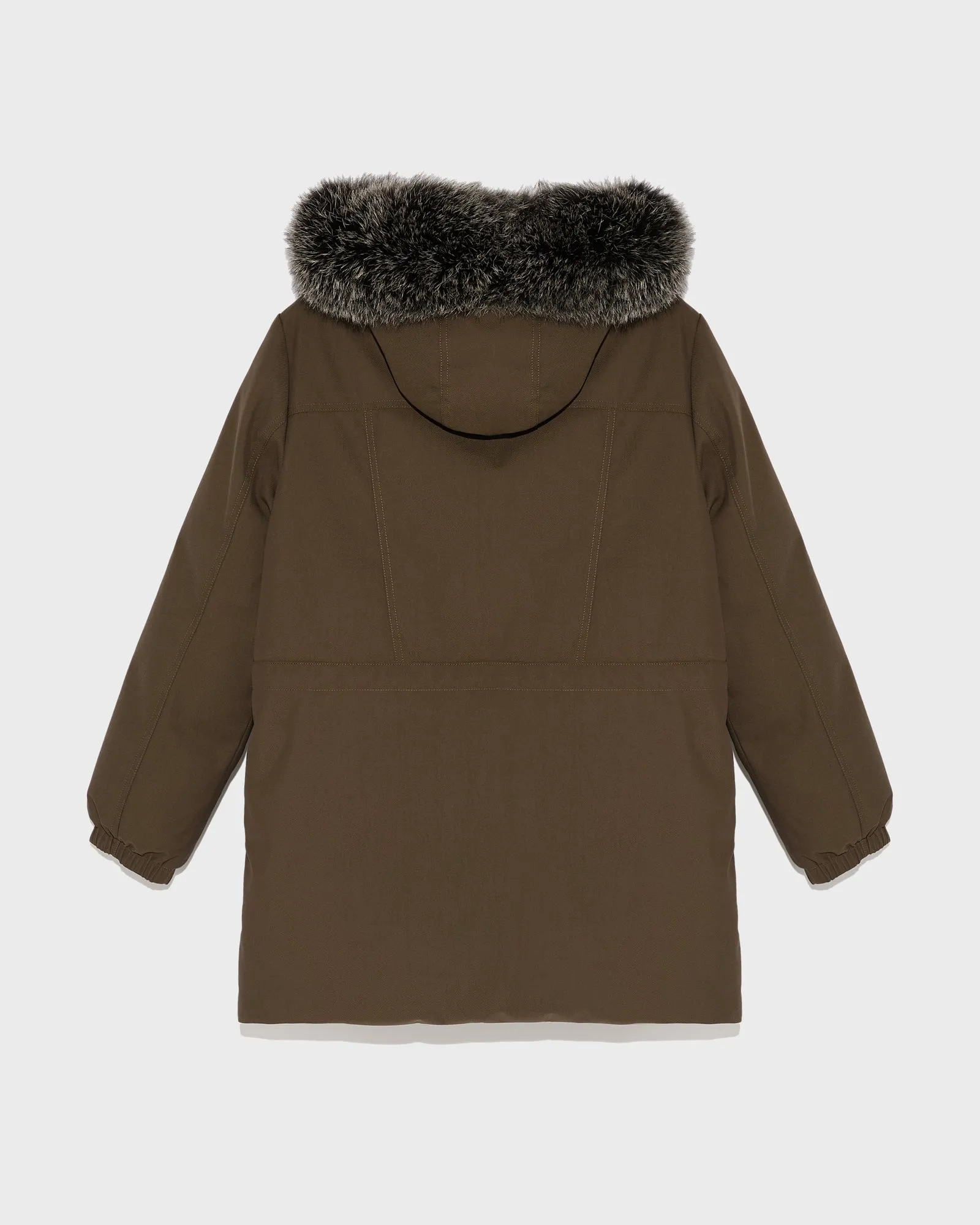 Performance parka with fox fur trim