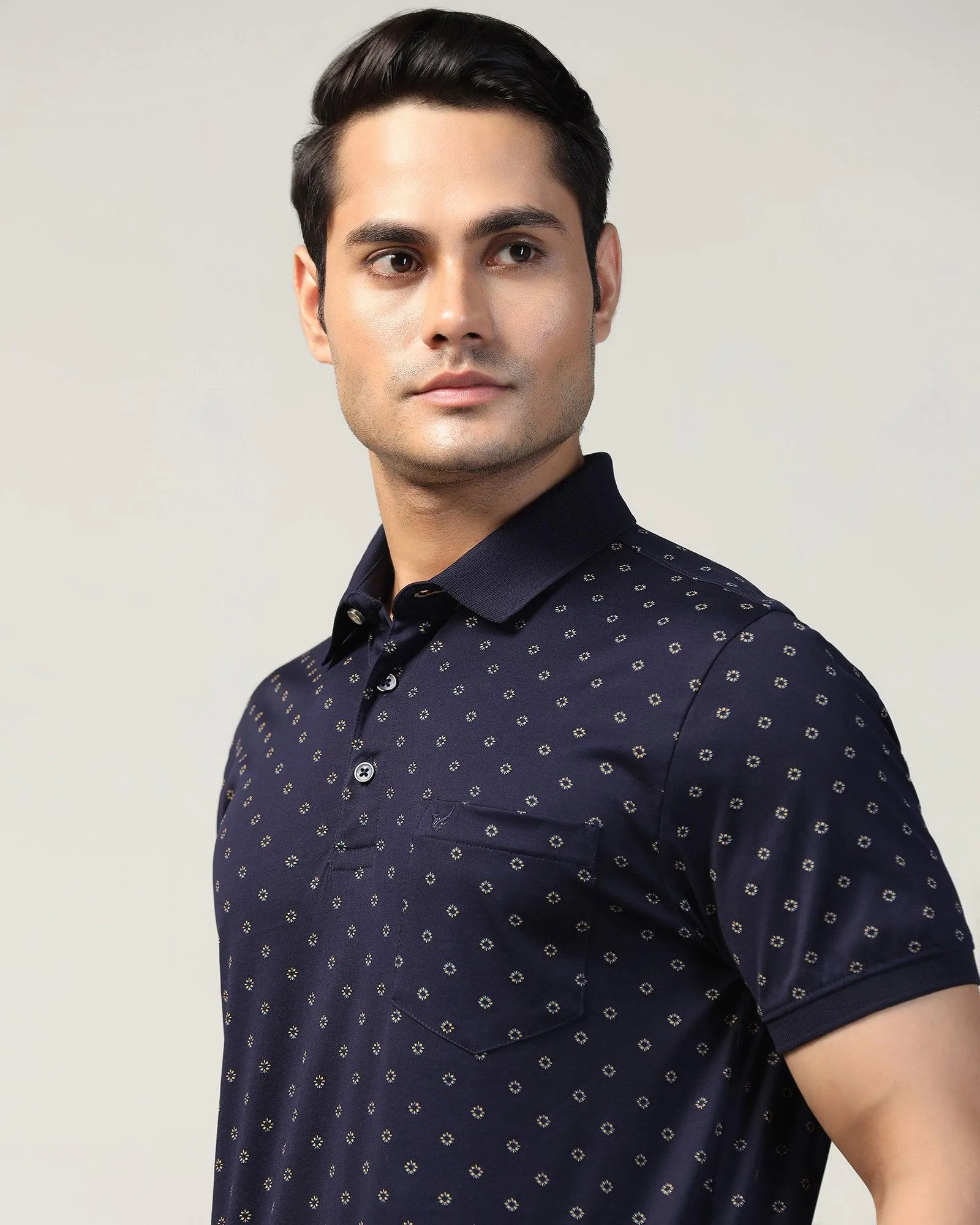 Polo Navy Printed T-Shirt - Sky