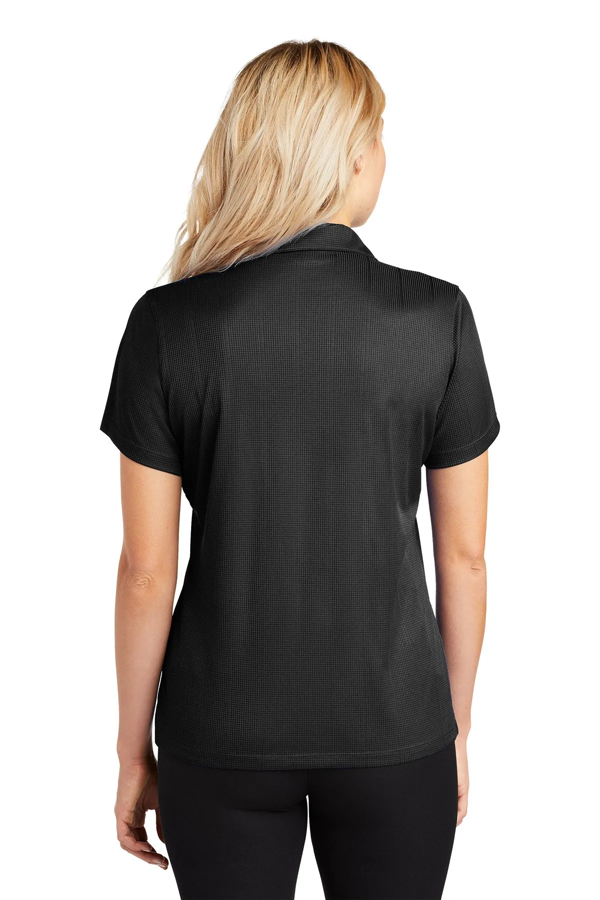 Port Authority Ladies Performance Customized Fine Jacquard Polos, Black