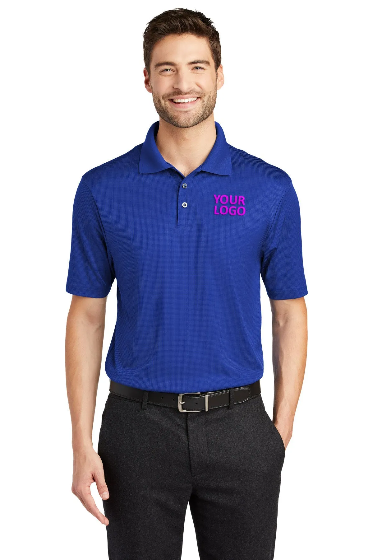 Port Authority Performance Customized Fine Jacquard Polos, Hyper Blue