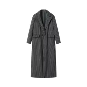 Pre Order: Striped Double Breasted Long Coat