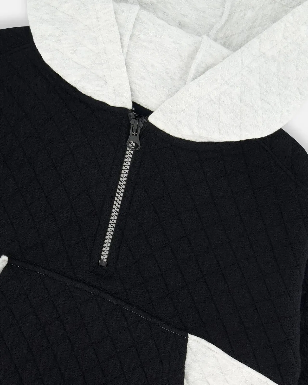 Quilted Half Zip Top Black