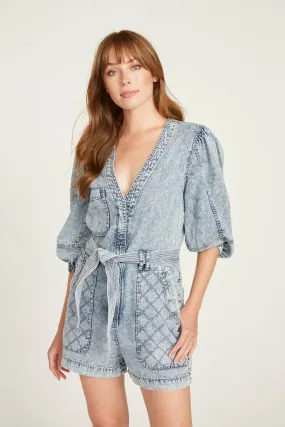 Quilted Romper - Acid Wash