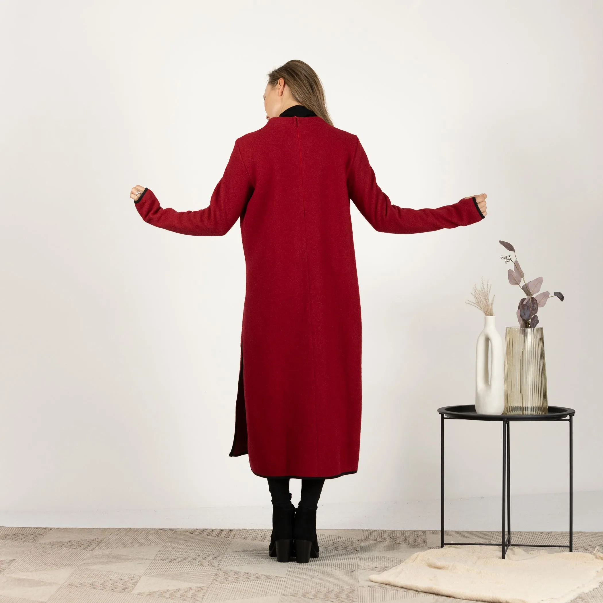 Raspberry Wool Winter Sweater Dress