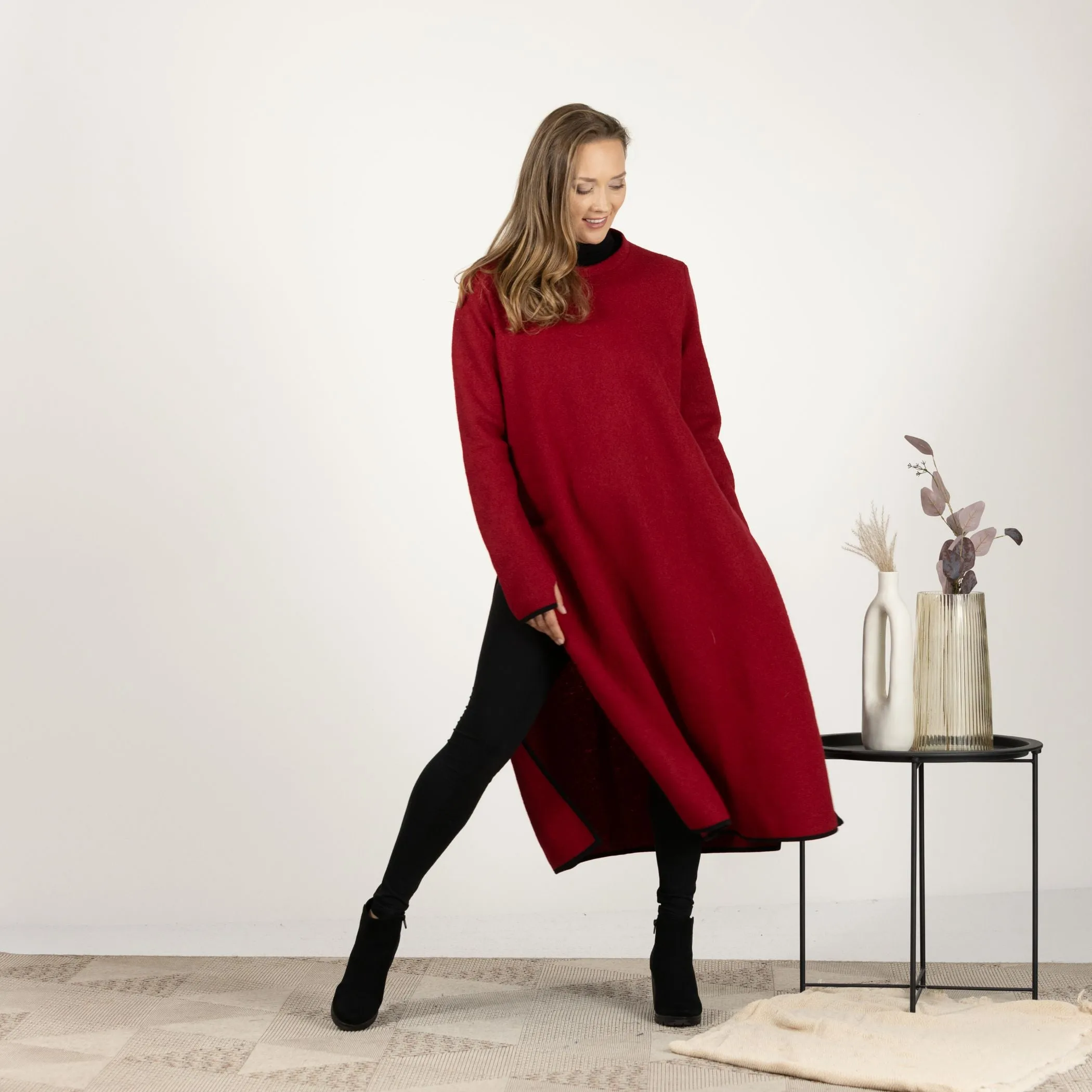 Raspberry Wool Winter Sweater Dress