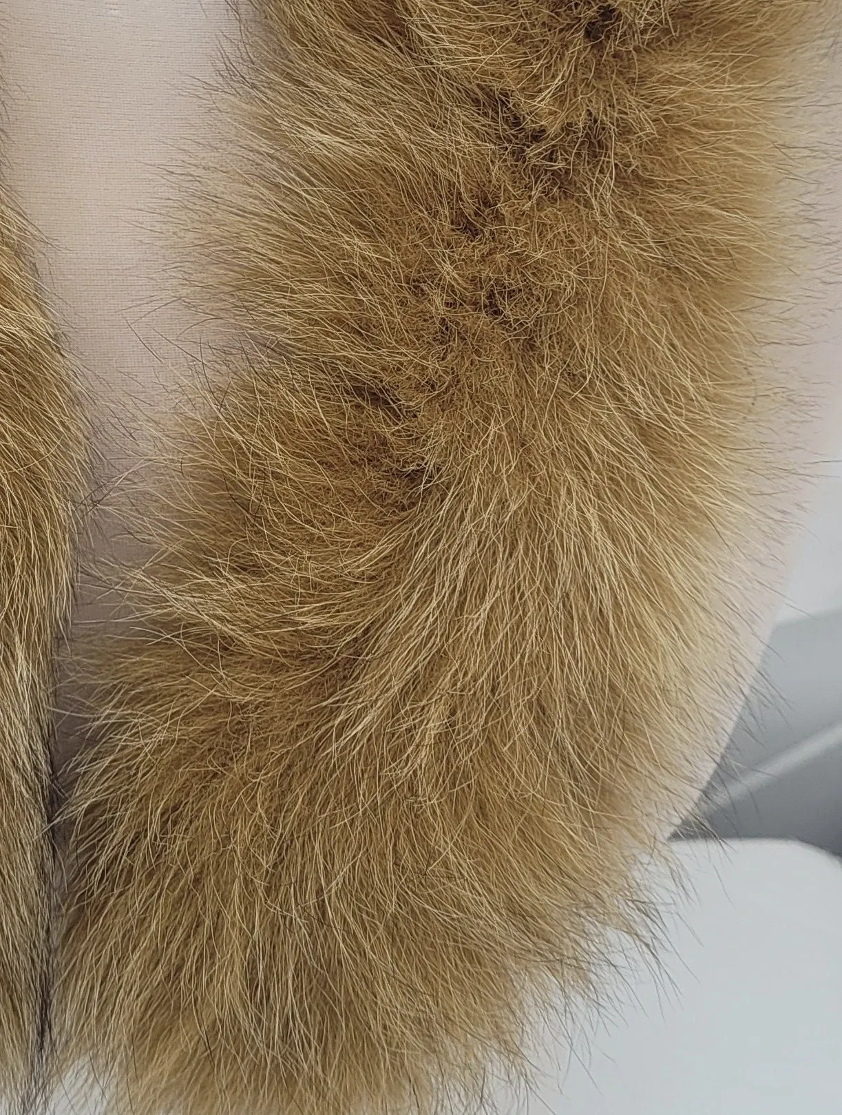 READY to SHIP, Real Fox Fur (Tail) Trim Hood, Orange Fur collar trim, Fox Fur Collar, Fur Scarf, Fur Ruff, Fur Hood, stripe, Coat, Jacket