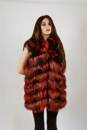 Red dyed silver fox vest