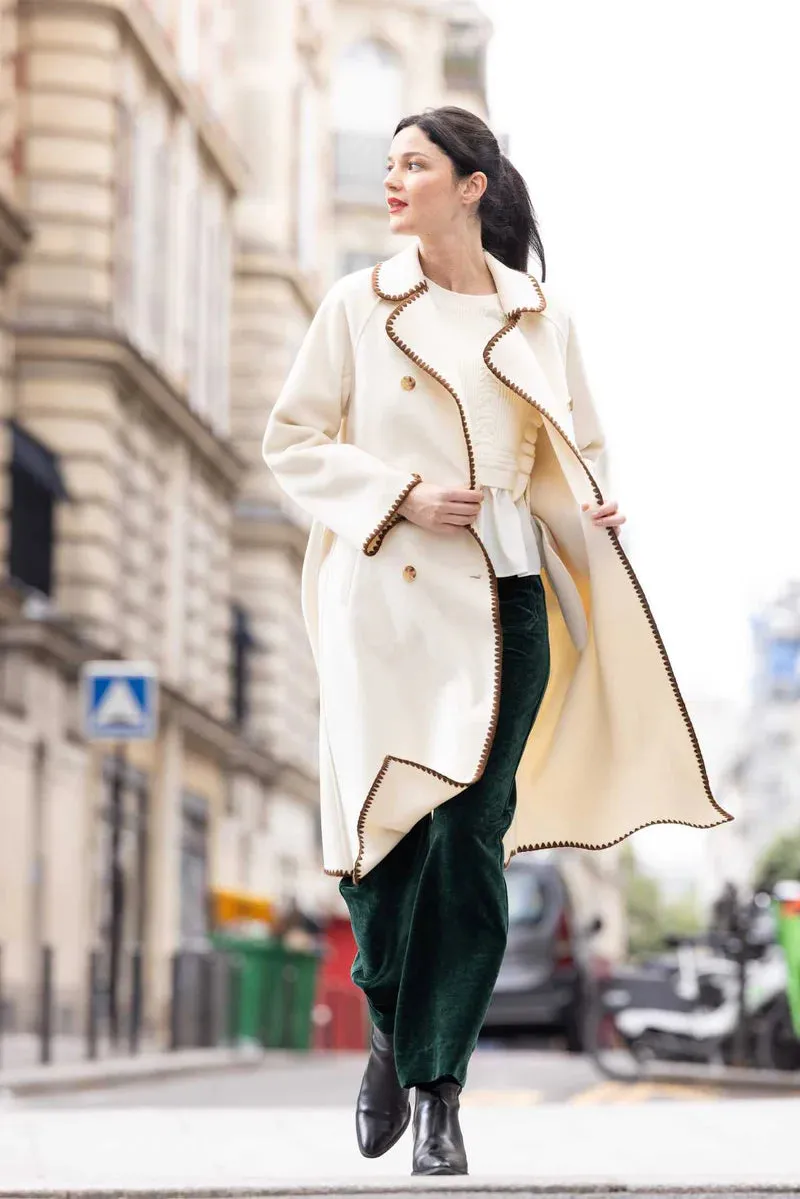 RENE DERHY Cream & Brown Coat