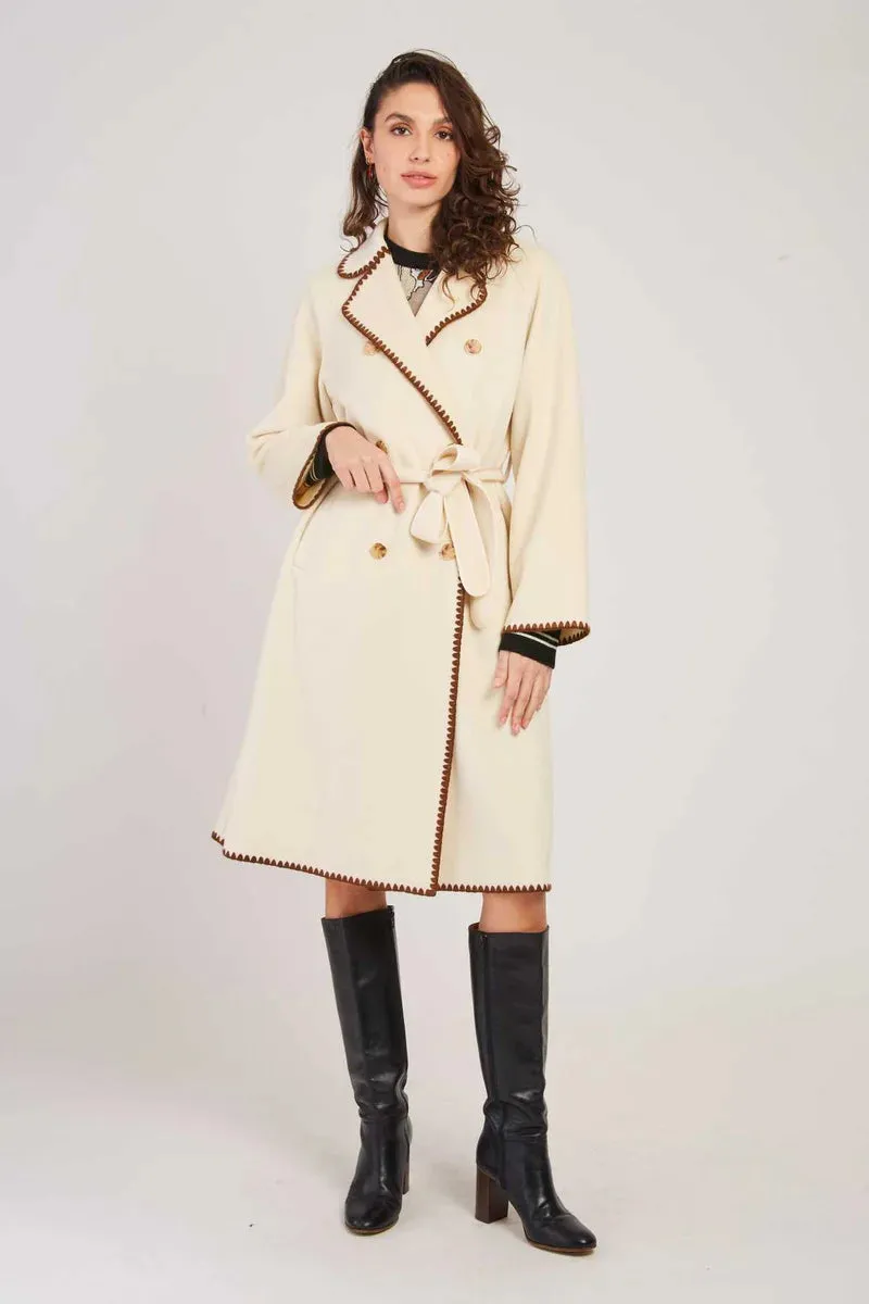 RENE DERHY Cream & Brown Coat