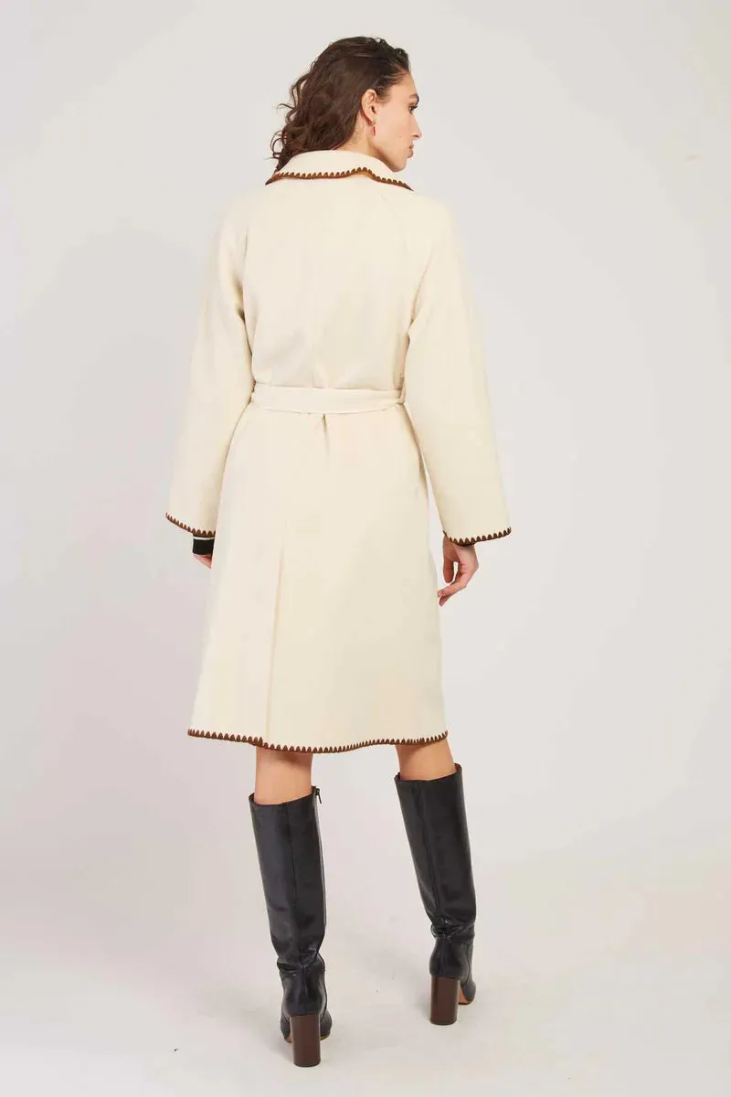 RENE DERHY Cream & Brown Coat