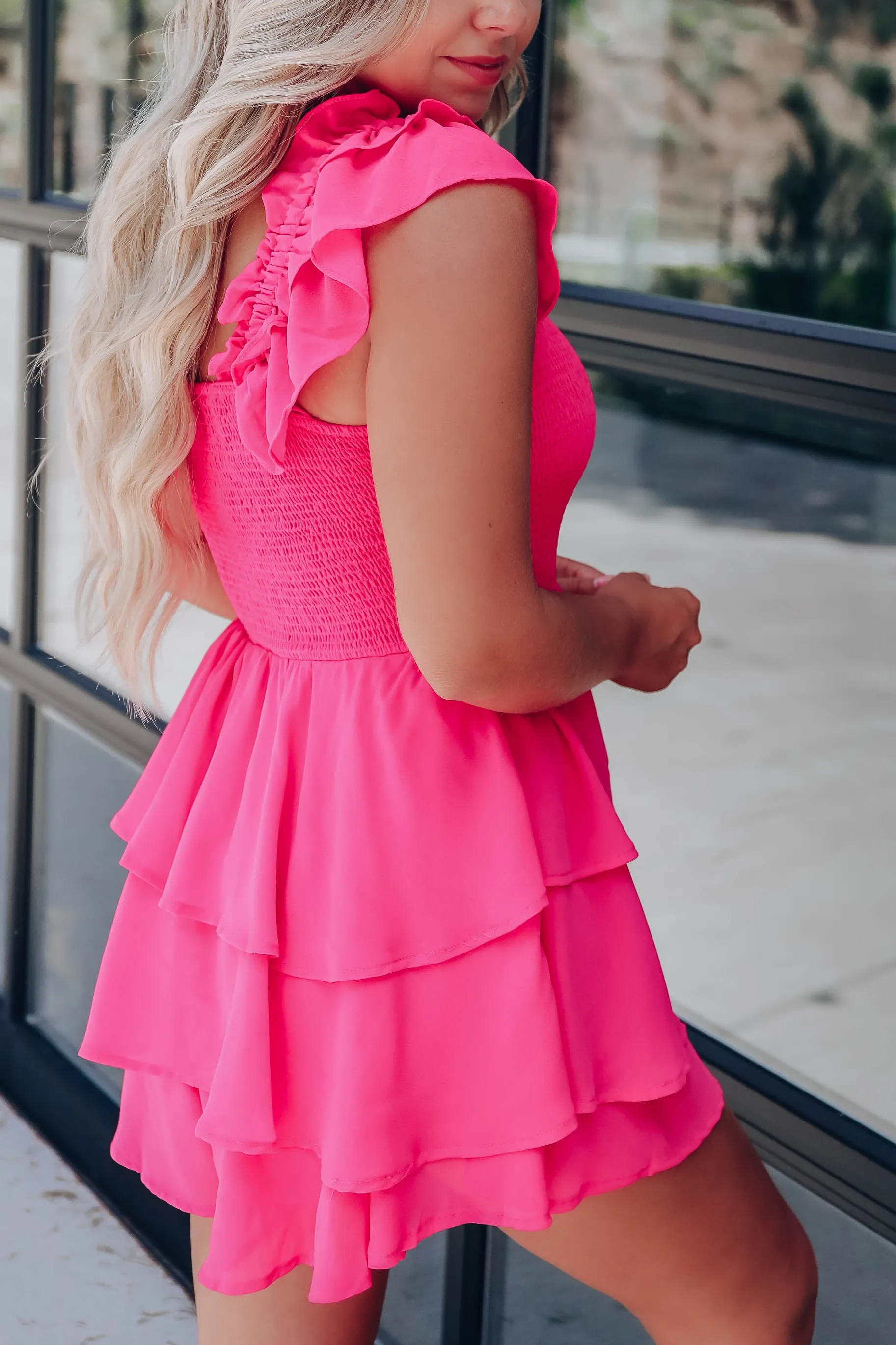 Rialto Ruffle Tiered Romper - Pink