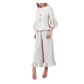 Ribbed Knit Jumper & Culottes Co-ord Set Cream ONE SIZE