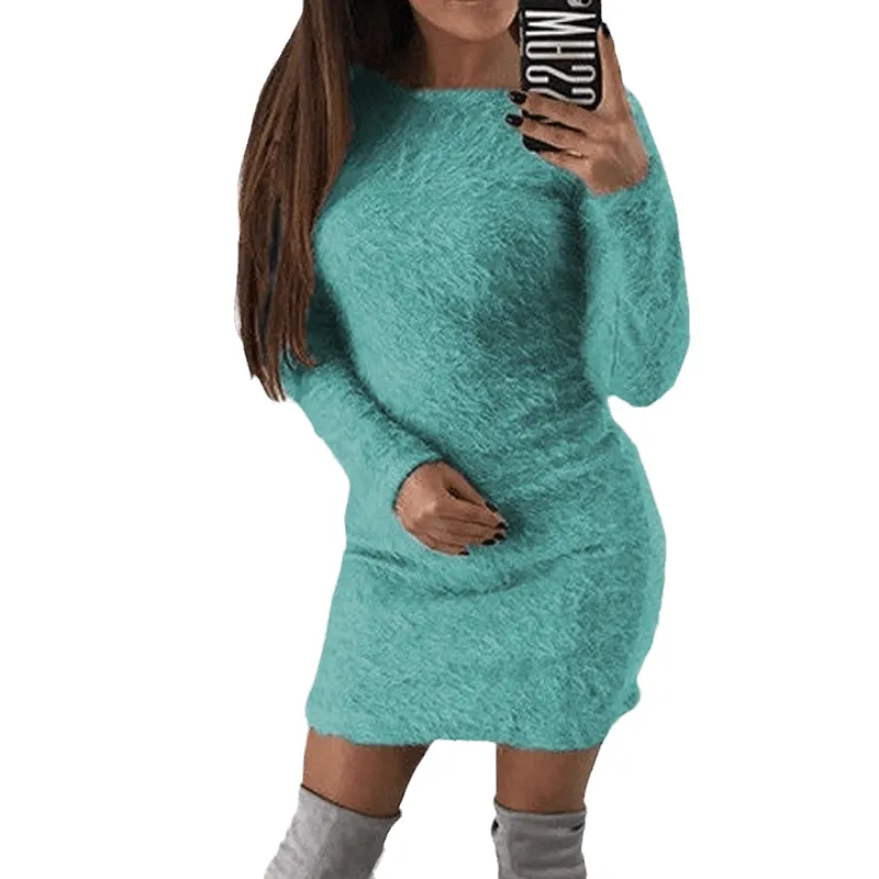 Round Neck Plush Dress