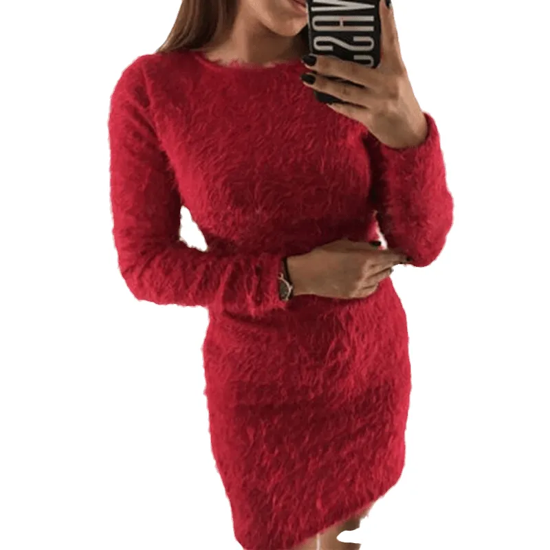 Round Neck Plush Dress