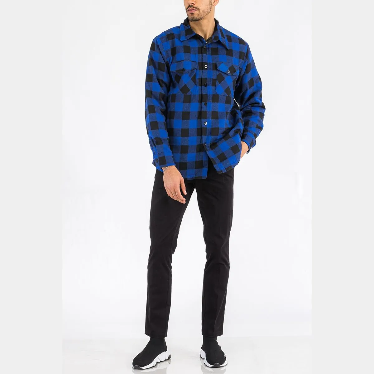 Royal & Black Quilted Flannel Shirt