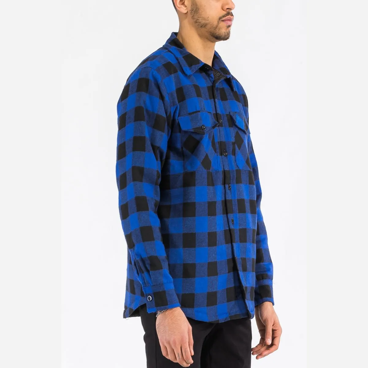 Royal & Black Quilted Flannel Shirt