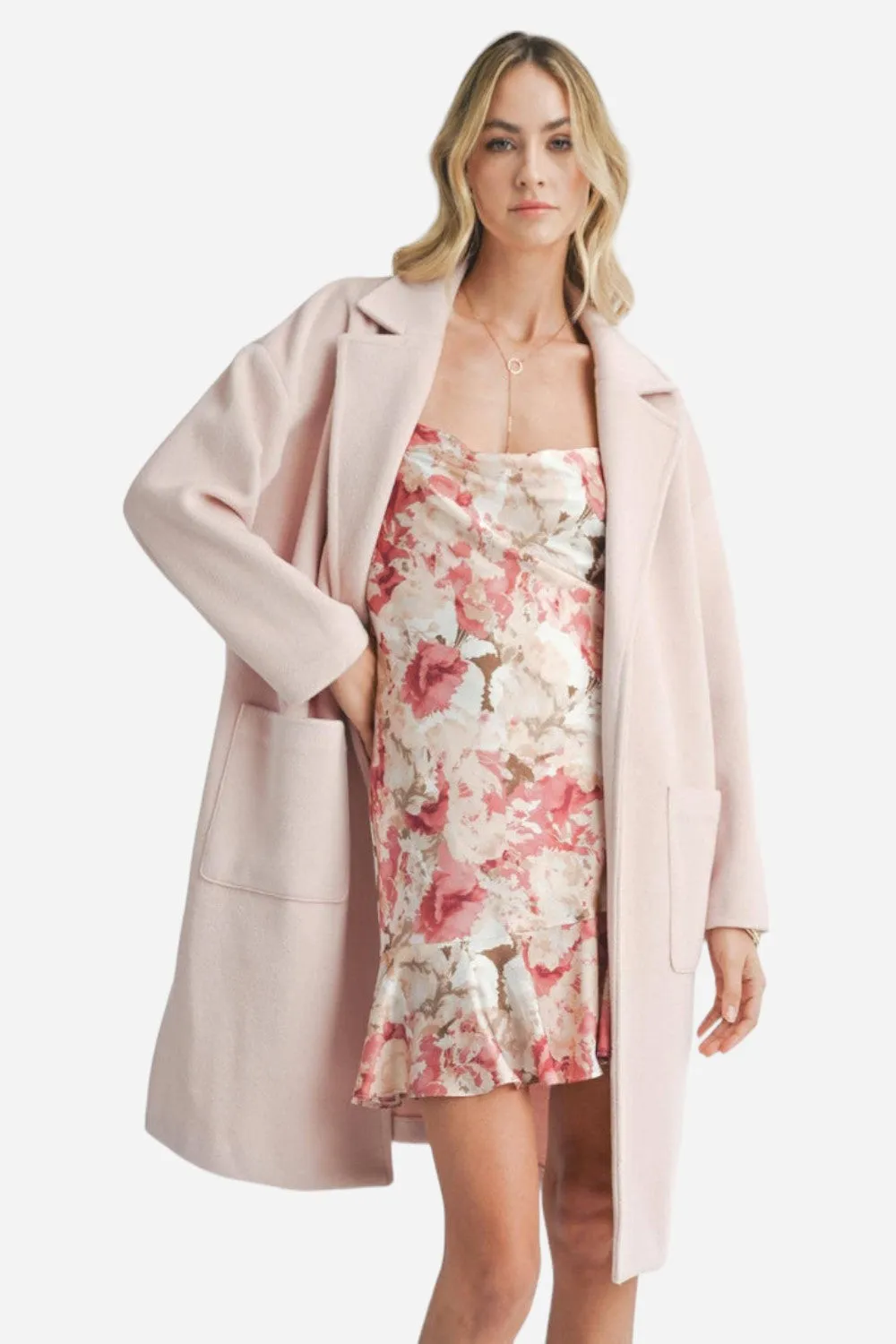 Sadie & Sage Hayley Open Coat in Light Pink