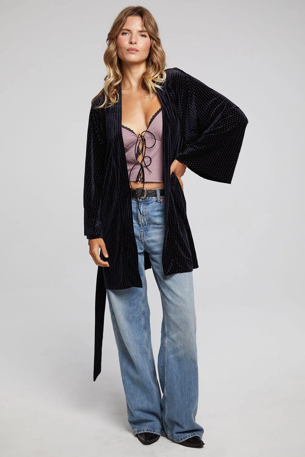 Salina Check Burnout Kimono