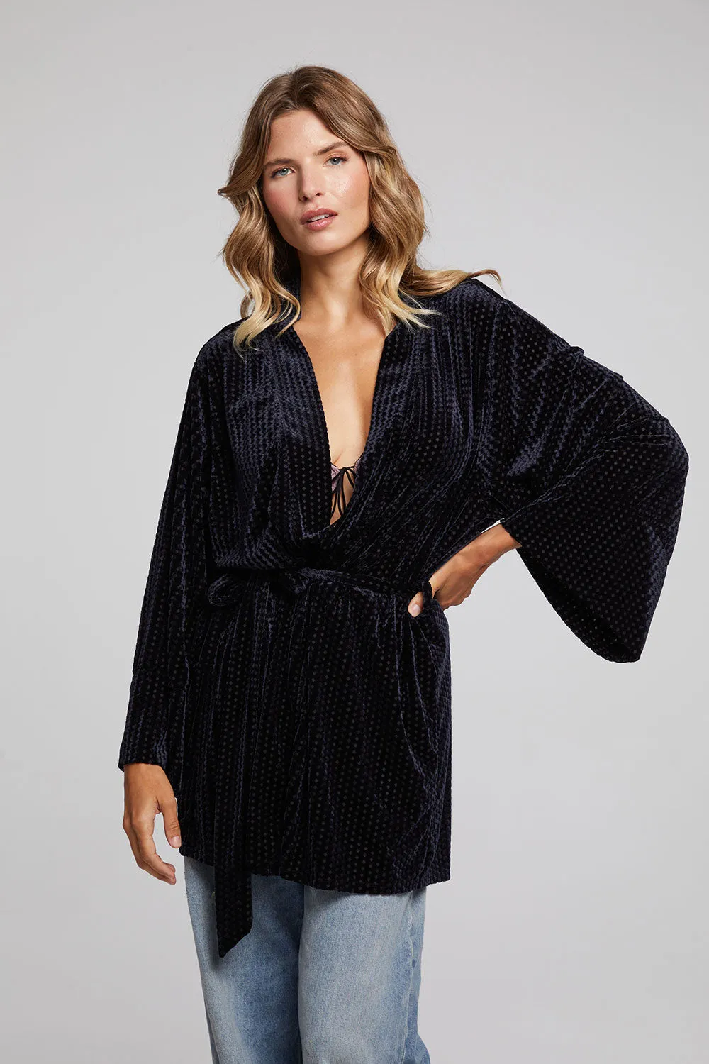 Salina Check Burnout Kimono