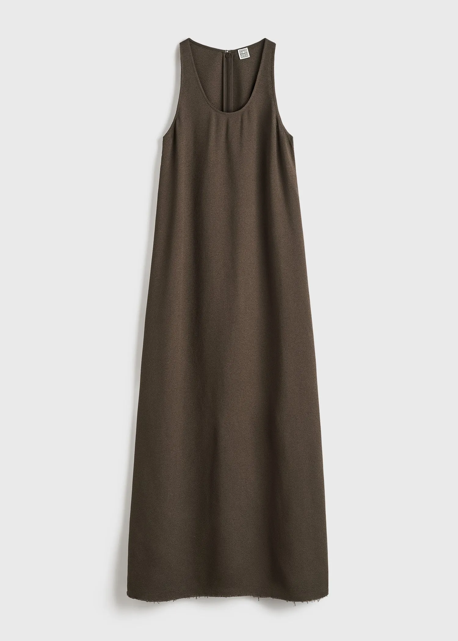 Scoop-neck sablé dress chocolate