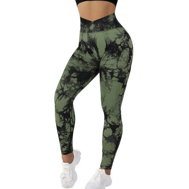 Seamless Tie Dye Leggings Women Yoga Pants Sport Fitness Running Gym Leggings