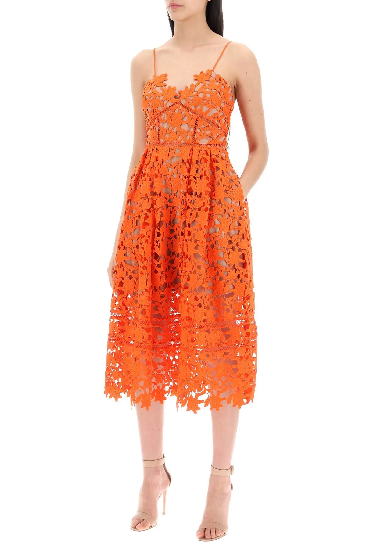 Self Portrait Azaelea Floral Lace Midi Dress