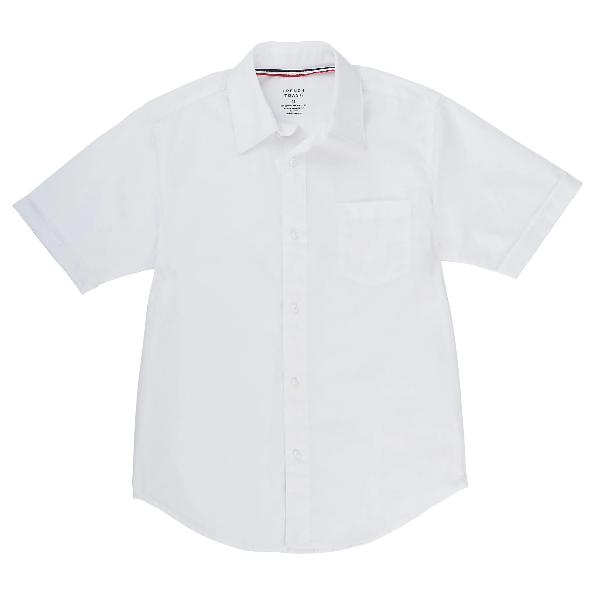 Short Sleeve Dress Shirt with Expandable Collar Husky Sizes (2 Colors)