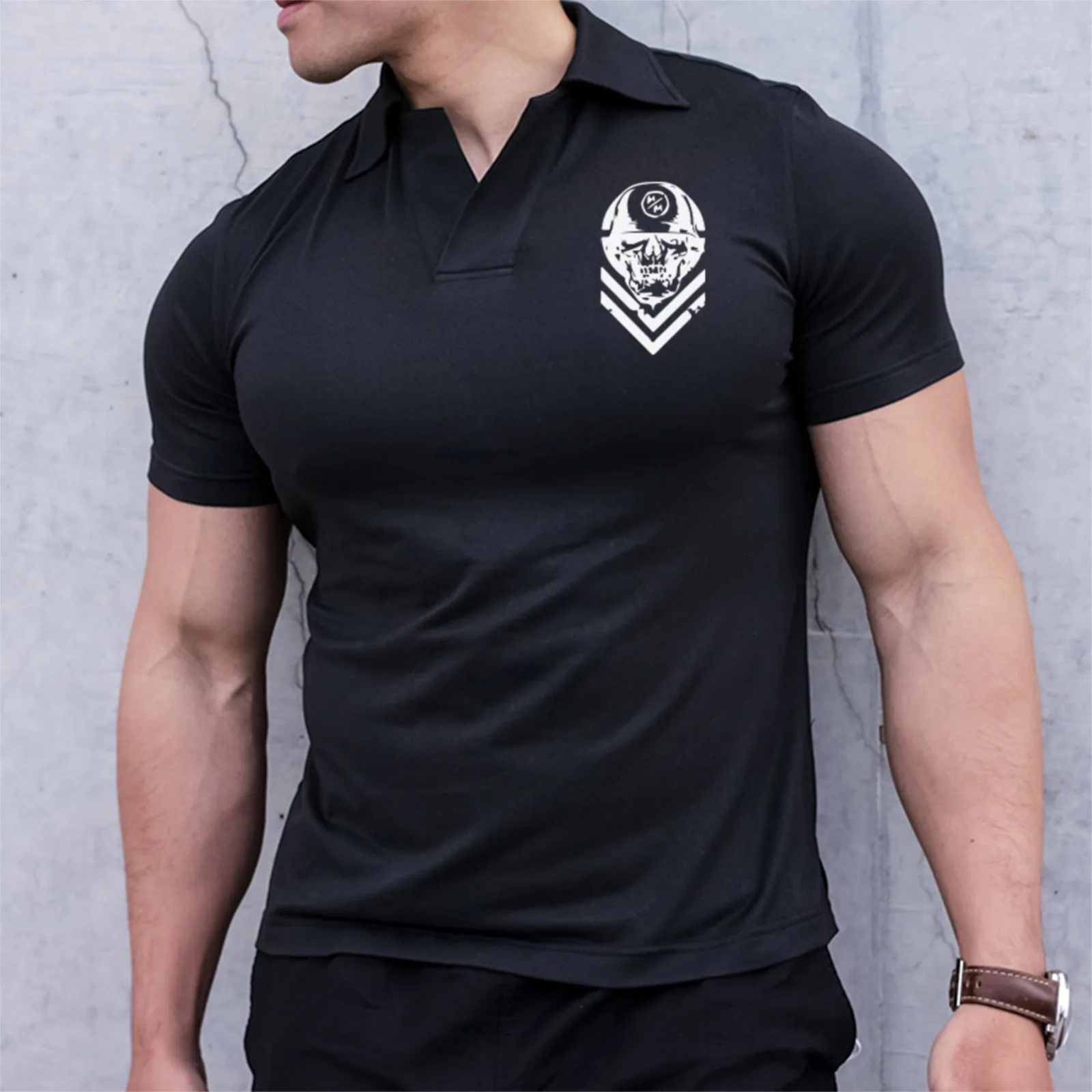 SKULL SOLDIER ACTIVE DRY-FIT MOISTURE WICKING  GRAPHIC POLO SHIRT