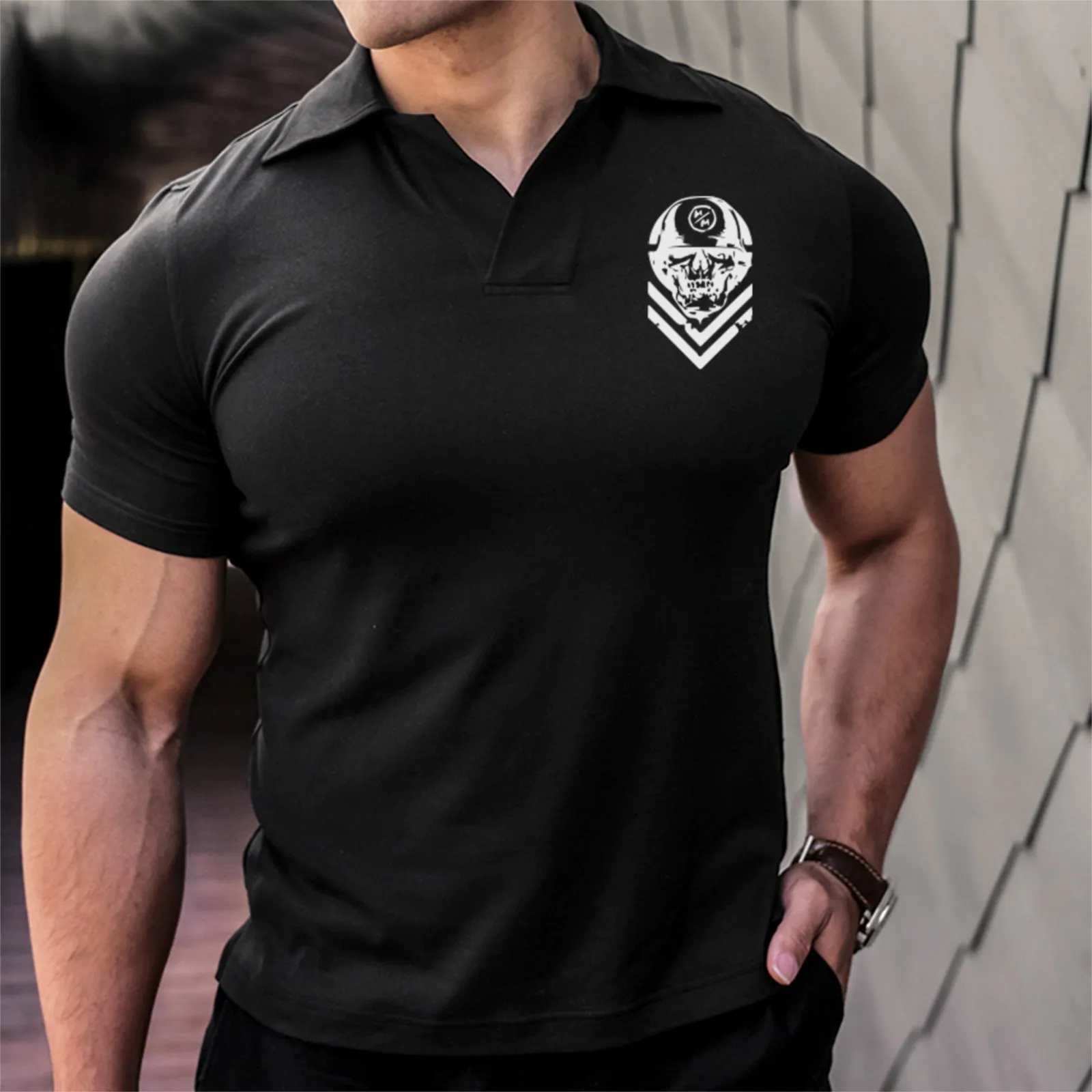 SKULL SOLDIER ACTIVE DRY-FIT MOISTURE WICKING  GRAPHIC POLO SHIRT