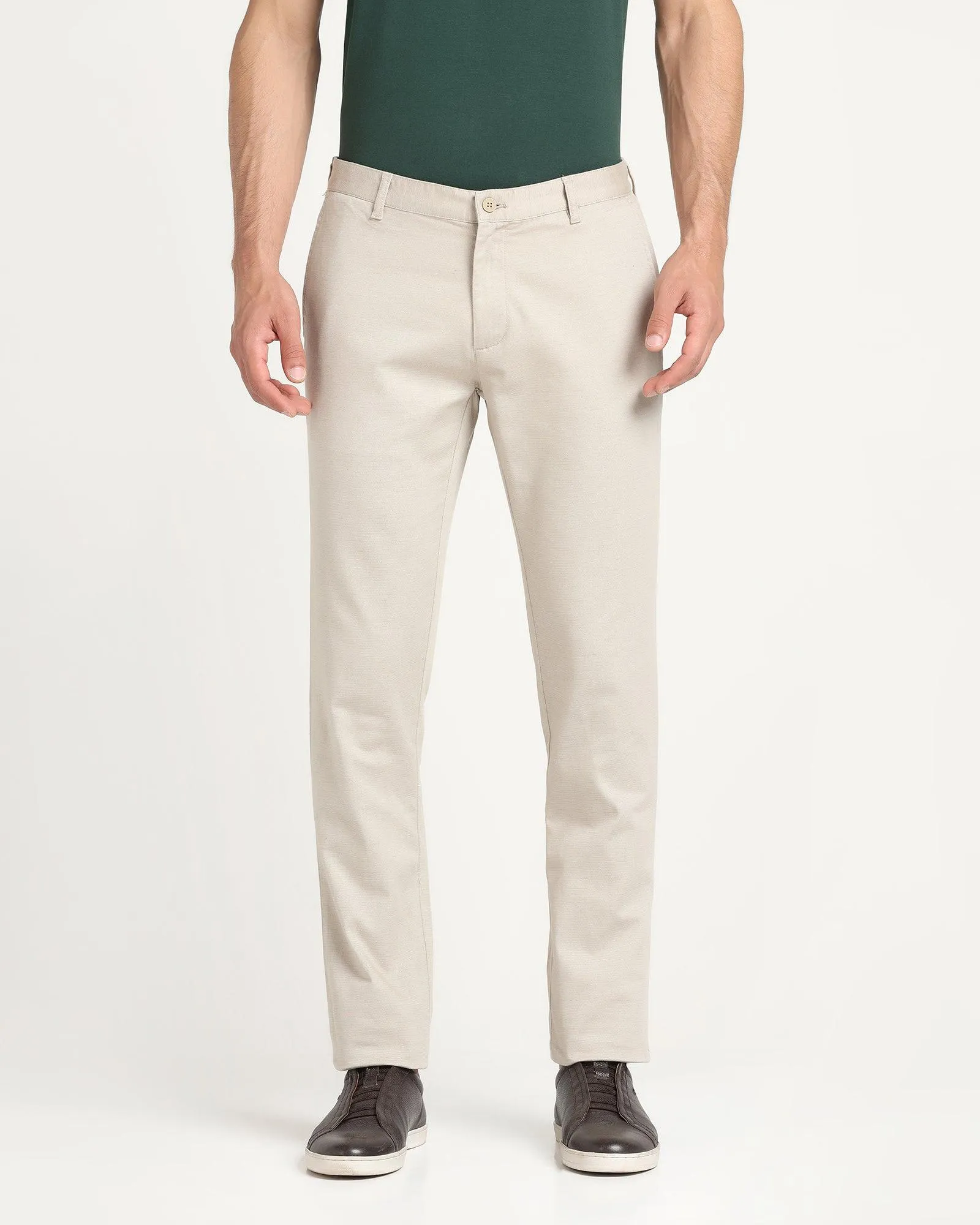 Slim Fit B-91 Casual Cream Printed Khakis - Reno