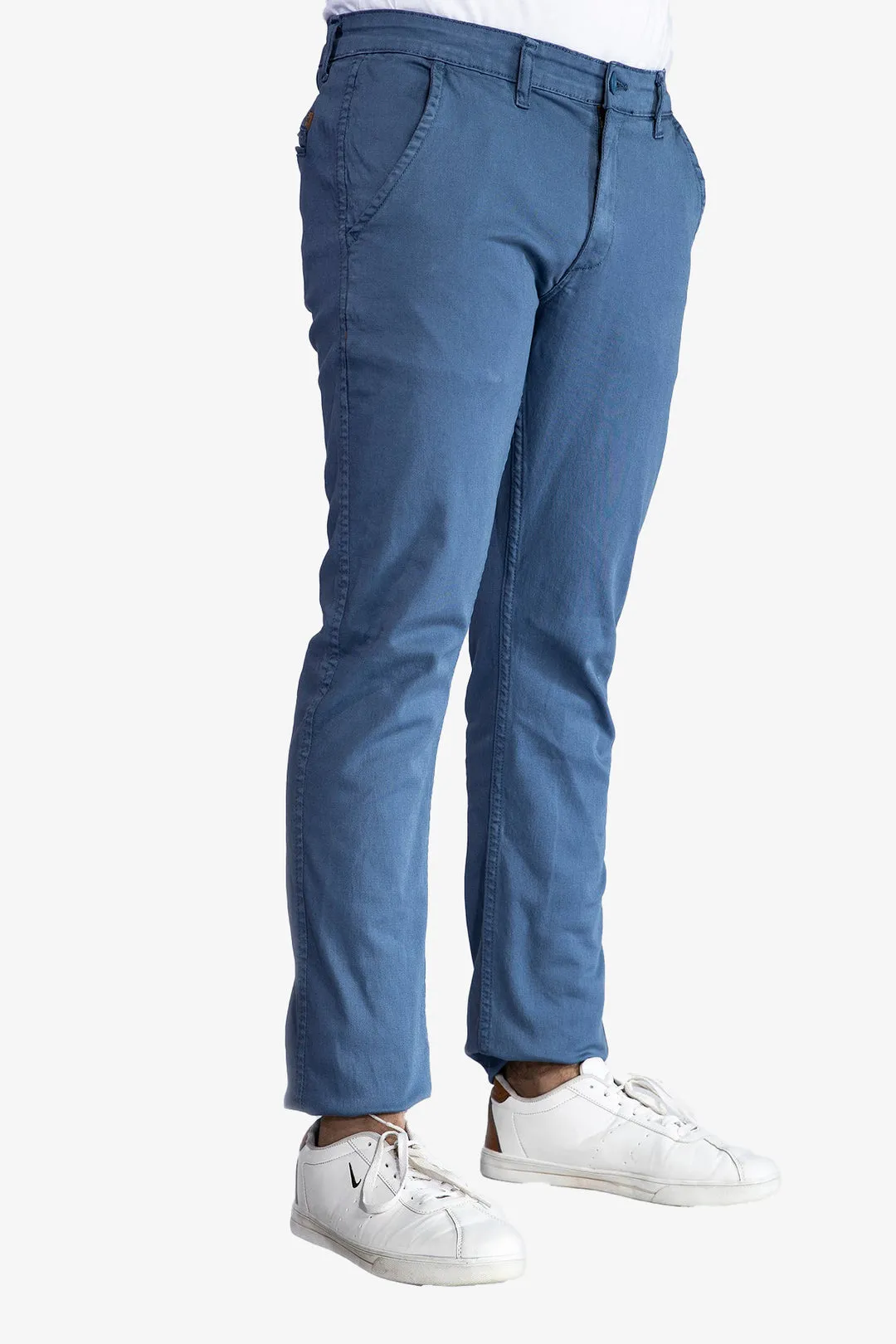 Slim Fit Bike Blue Stretchy Chinos - W21 - MC0007R