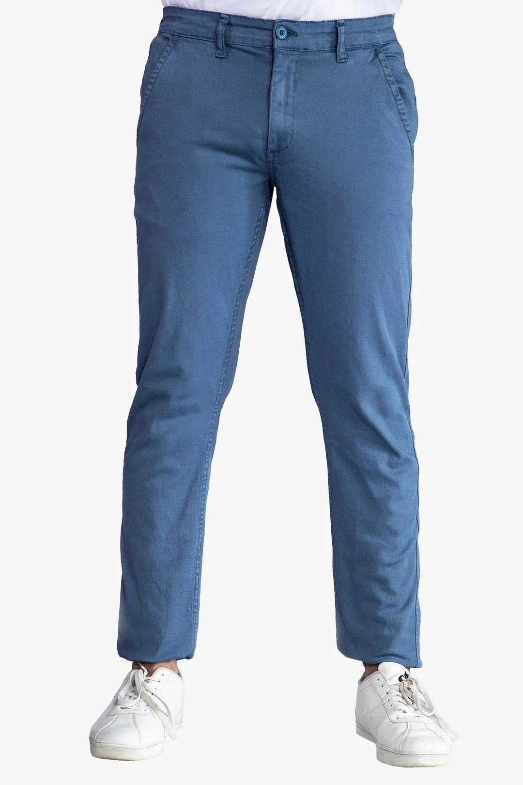 Slim Fit Bike Blue Stretchy Chinos - W21 - MC0007R