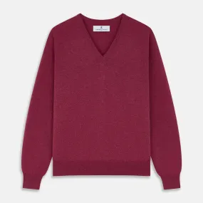 Soft Burgundy Cashmere V-neck Paden Jumper