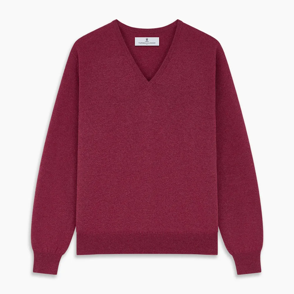 Soft Burgundy Cashmere V-neck Paden Jumper