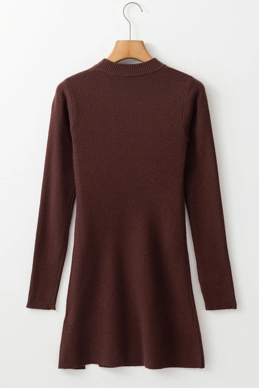 Solid Mock Neck Sweater Dress